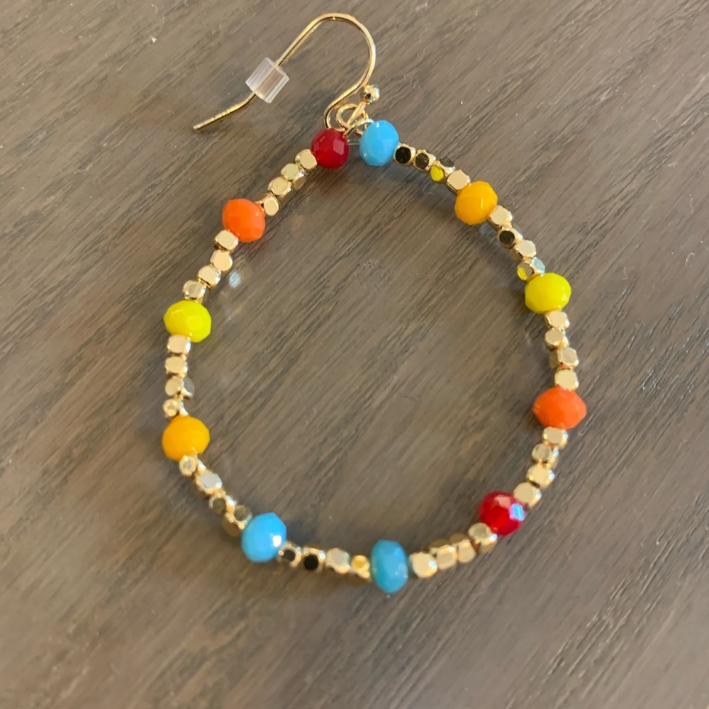 Gold Multi Color Drop Earring - Picture 3 of 3